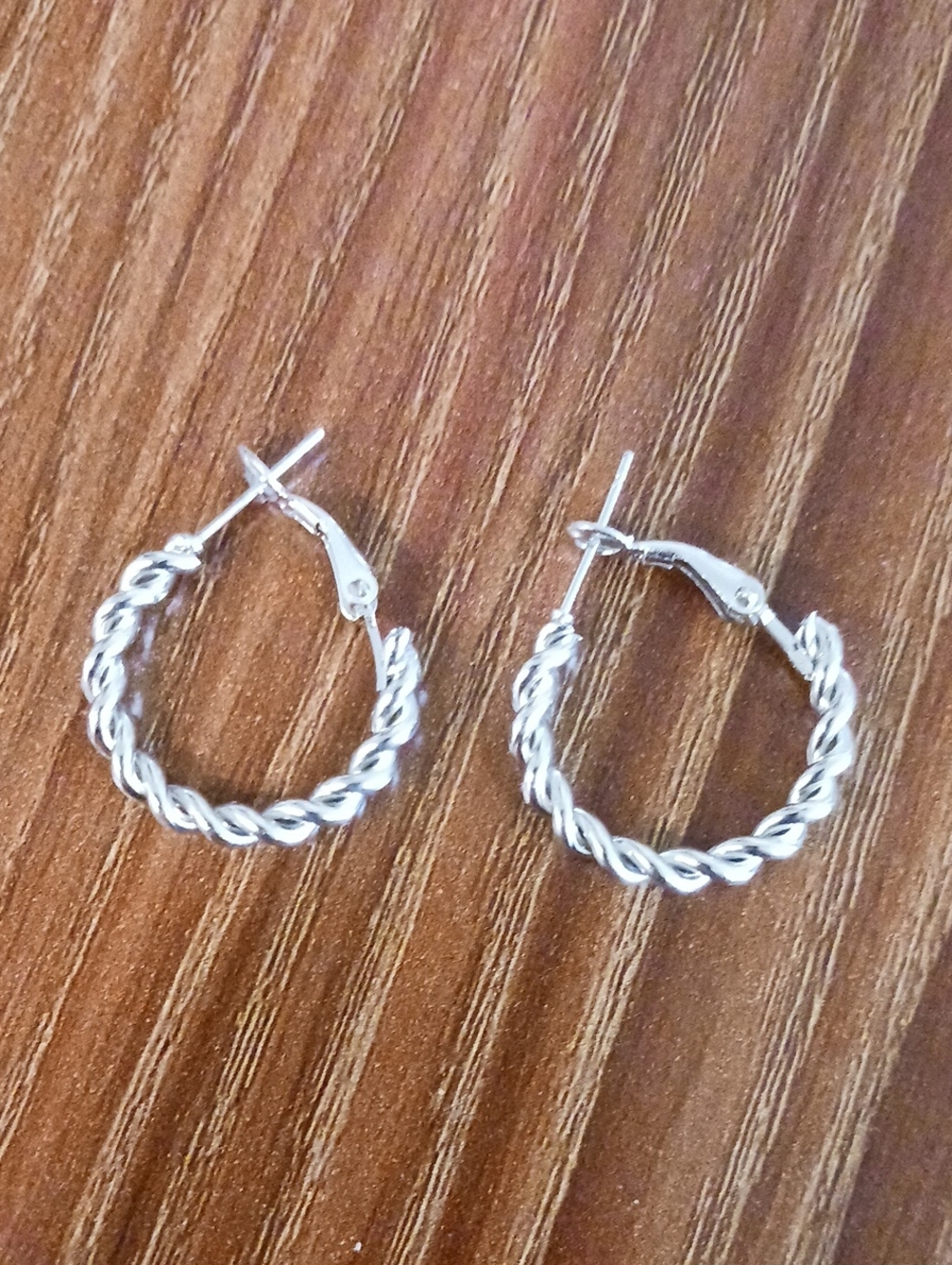 Silver Tone Twisted Hoop Earrings - Women Jewelry